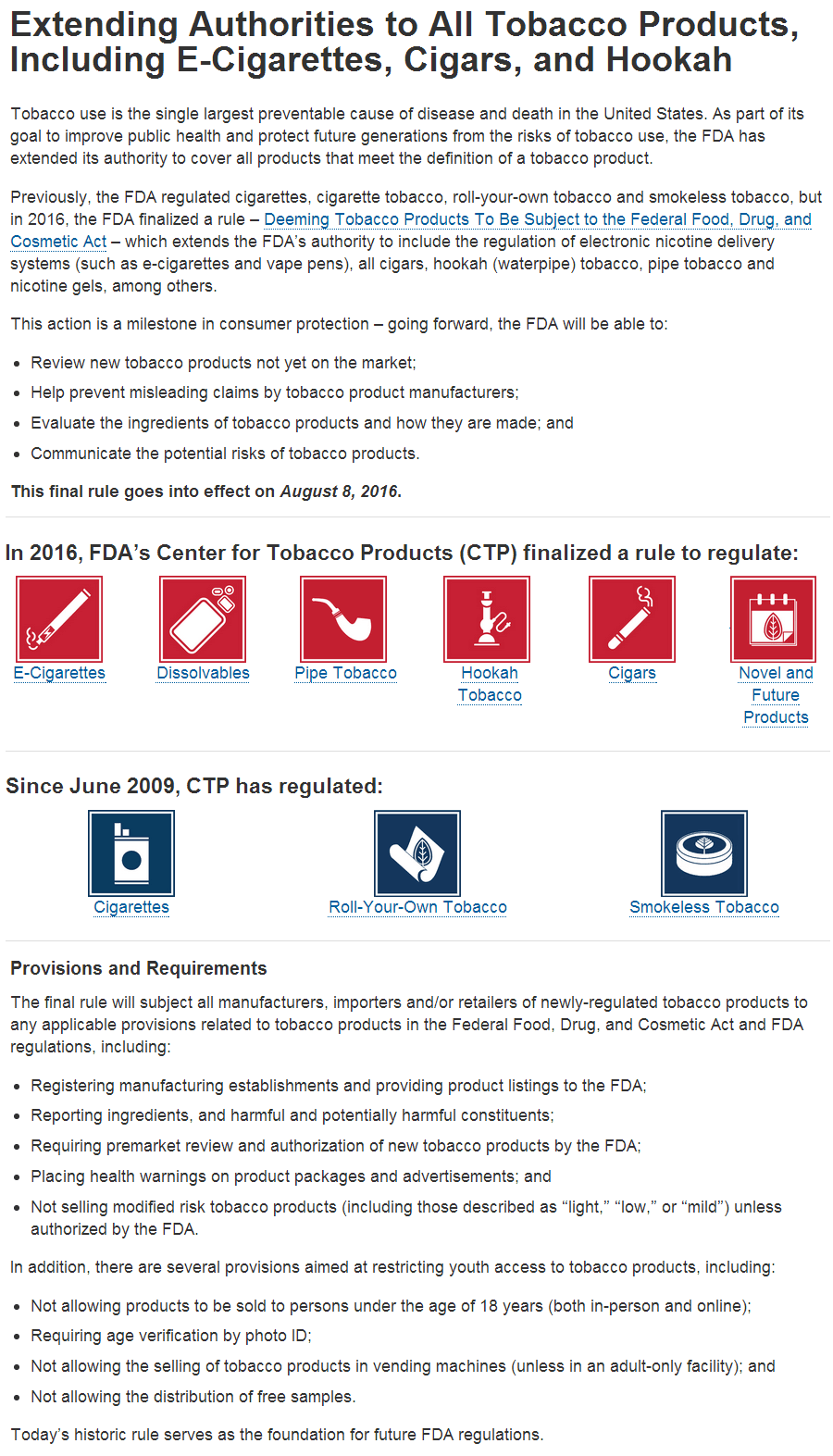 美国FDA将所有烟草制品纳入监管